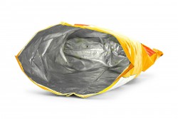 <p><em>Potato chips bag isolated on white background. Inside of leftovers snack packaging.</em></p> 