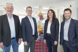 <p><em>The Wärtsilä and Eidesvik personnel leading the ammonia conversion project.<em> Jan Lodden; Eidesvik Offshore ASA, Hans-Petter Nesse, Wärtsilä Norway, Gitte Gard Talmo,Eidesvik Offshore ASA and Cato Esperø, Wärtsilä Norway.</em></em></p> 