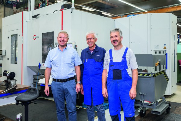 <p> Axel Spadinger, Head of Tool Engineering & Making, Hans Brühl, Part Production and Tooling Technician, and Günter Schulz, machine operator, all from the tool and mould making division of WMF Group GmbH in Geislingen/Steige                   </p>